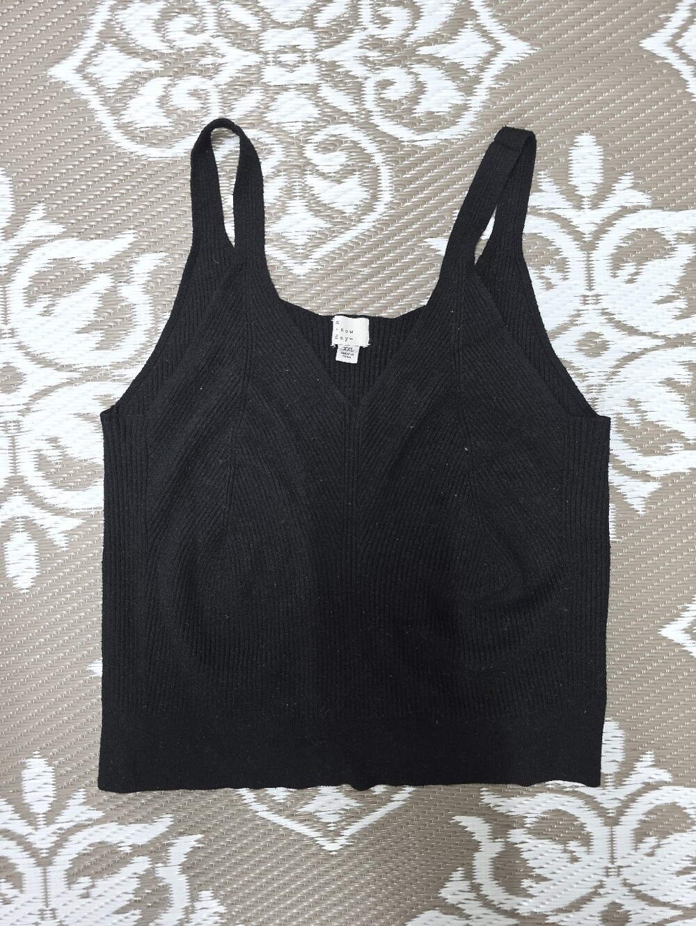 a new day Black Ribbed Tank Top